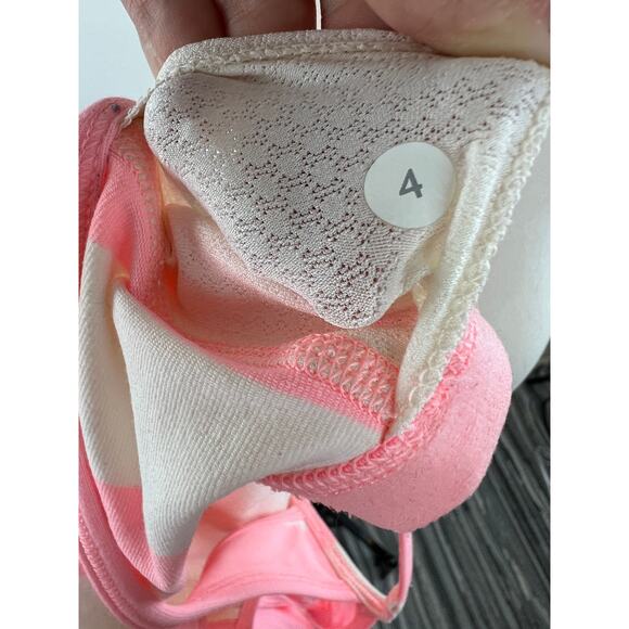 Lululemon Pink White No Limits Stripe Tank w/ Built In Sports Bra Yoga Size 4 - Picture 4 of 7